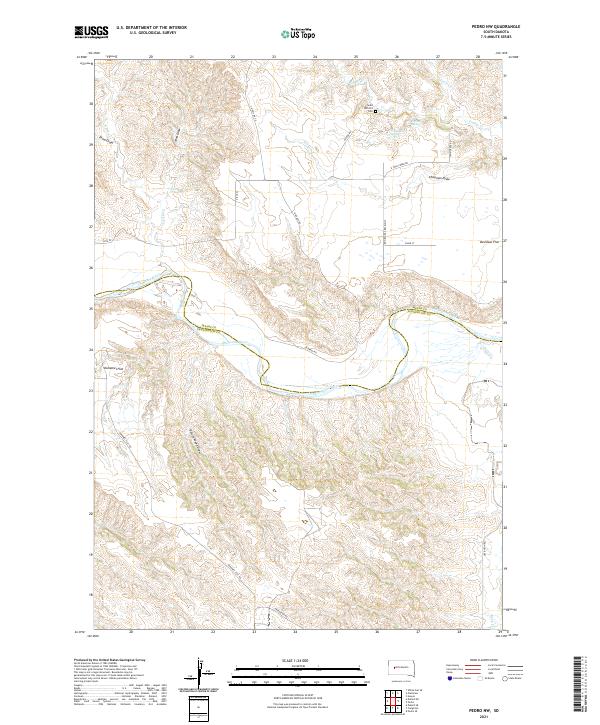 USGS US Topo 7.5-minute map for Pedro NW SD 2021