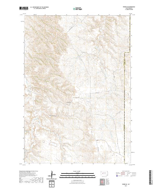 USGS US Topo 7.5-minute map for Pedro SE SD 2021