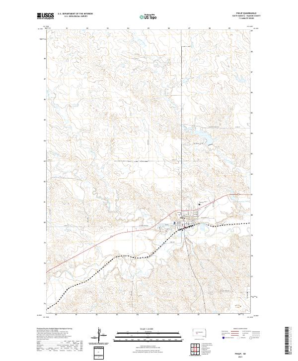 USGS US Topo 7.5-minute map for Philip SD 2021