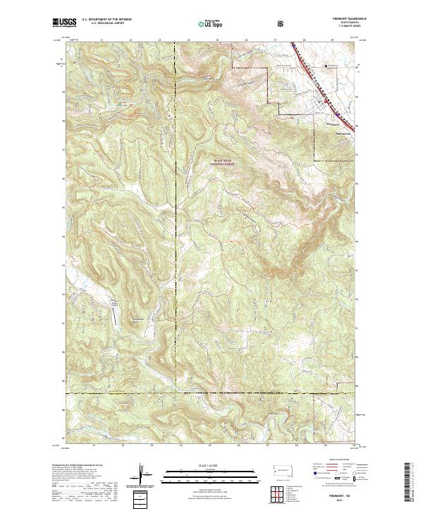 USGS US Topo 7.5-minute map for Piedmont SD 2021