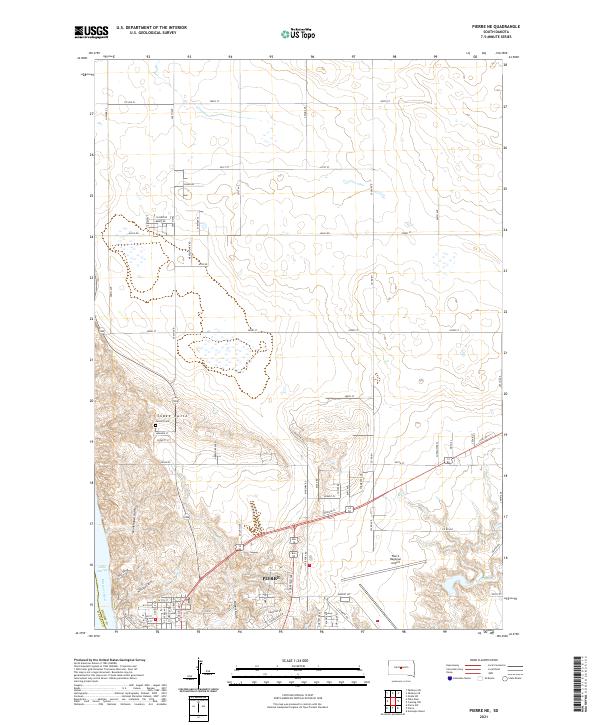 USGS US Topo 7.5-minute map for Pierre NE SD 2021