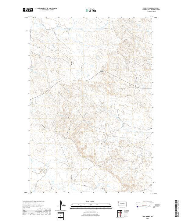 USGS US Topo 7.5-minute map for Pine Spring SD 2021