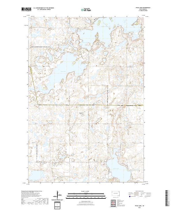 USGS US Topo 7.5-minute map for Piyas Lake SD 2021