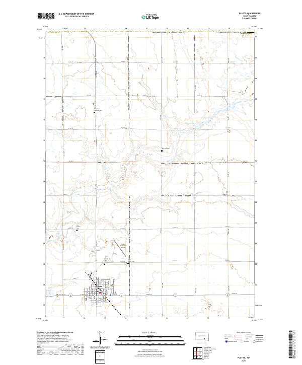 USGS US Topo 7.5-minute map for Platte SD 2021