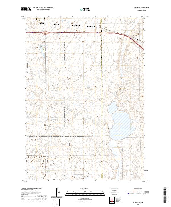 USGS US Topo 7.5-minute map for Platte Lake SD 2021