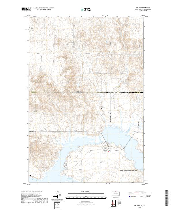 USGS US Topo 7.5-minute map for Pollock SDND 2021