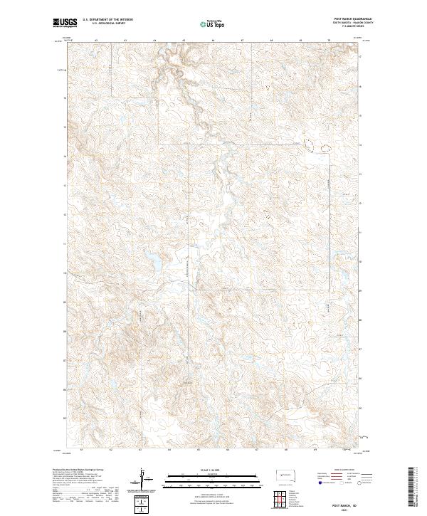 USGS US Topo 7.5-minute map for Post Ranch SD 2021