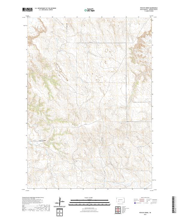 USGS US Topo 7.5-minute map for Potato Creek SD 2021