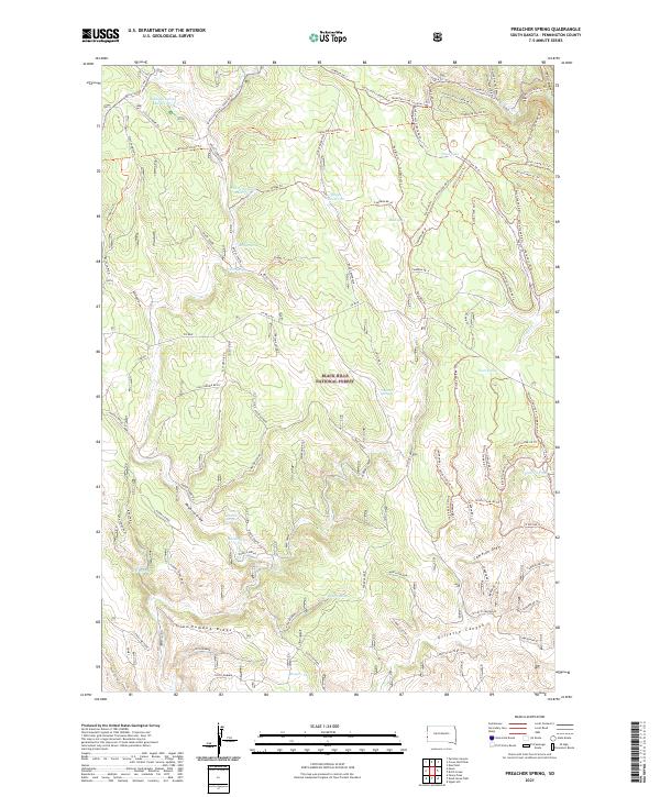 USGS US Topo 7.5-minute map for Preacher Spring SD 2021