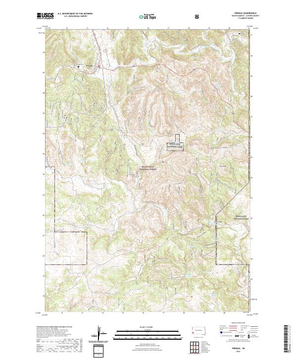 USGS US Topo 7.5-minute map for Pringle SD 2021