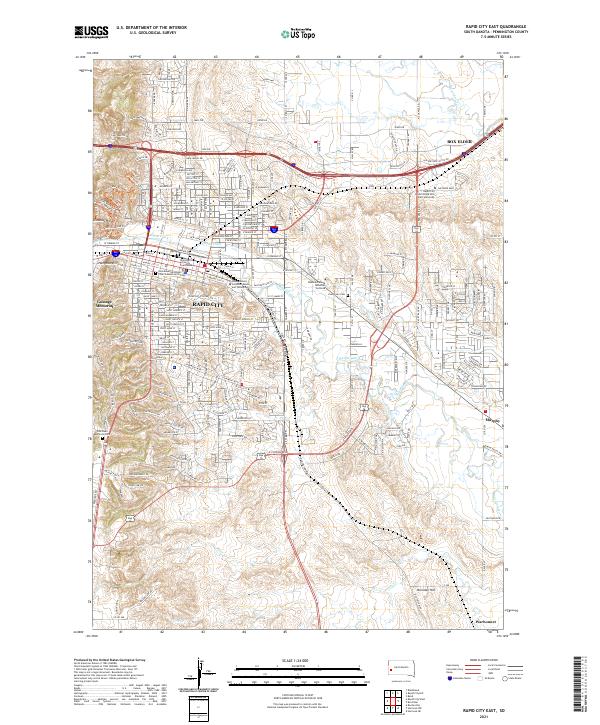 USGS US Topo 7.5-minute map for Rapid City East SD 2021