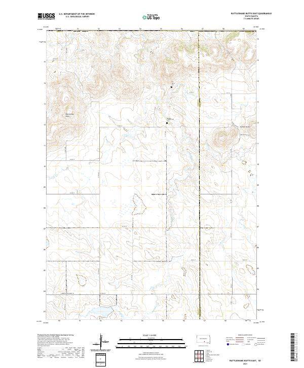 USGS US Topo 7.5-minute map for Rattlesnake Butte East SD 2021