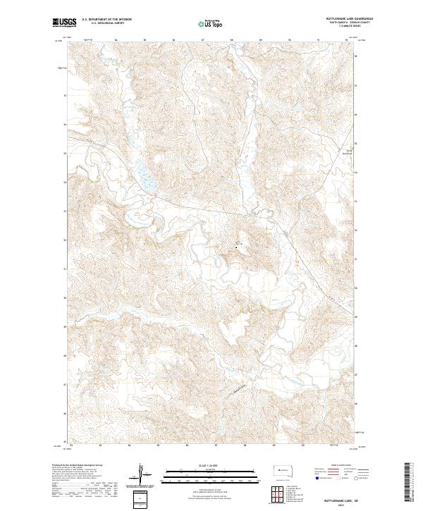 USGS US Topo 7.5-minute map for Rattlesnake Lake SD 2021