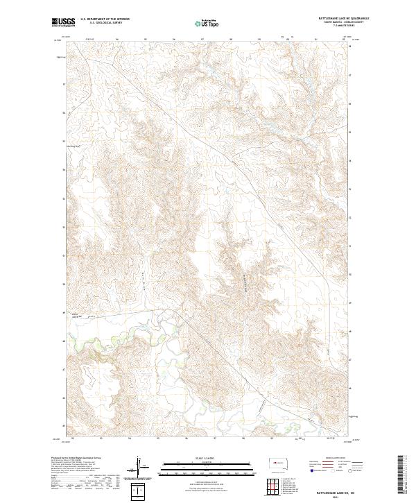 USGS US Topo 7.5-minute map for Rattlesnake Lake NE SD 2021