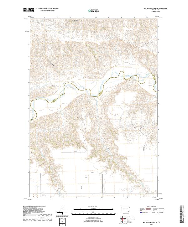 USGS US Topo 7.5-minute map for Rattlesnake Lake SW SD 2021