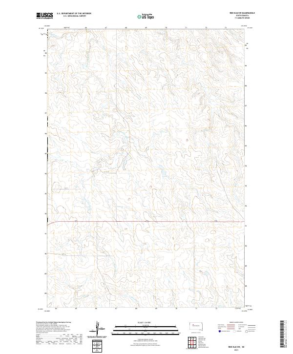 USGS US Topo 7.5-minute map for Red Elm SW SD 2021