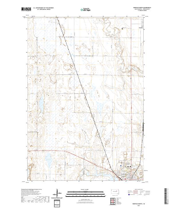 USGS US Topo 7.5-minute map for Redfield North SD 2021