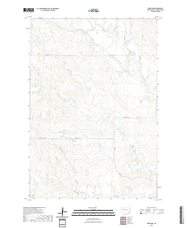 USGS US Topo 7.5-minute map for Reed Dam SD 2021