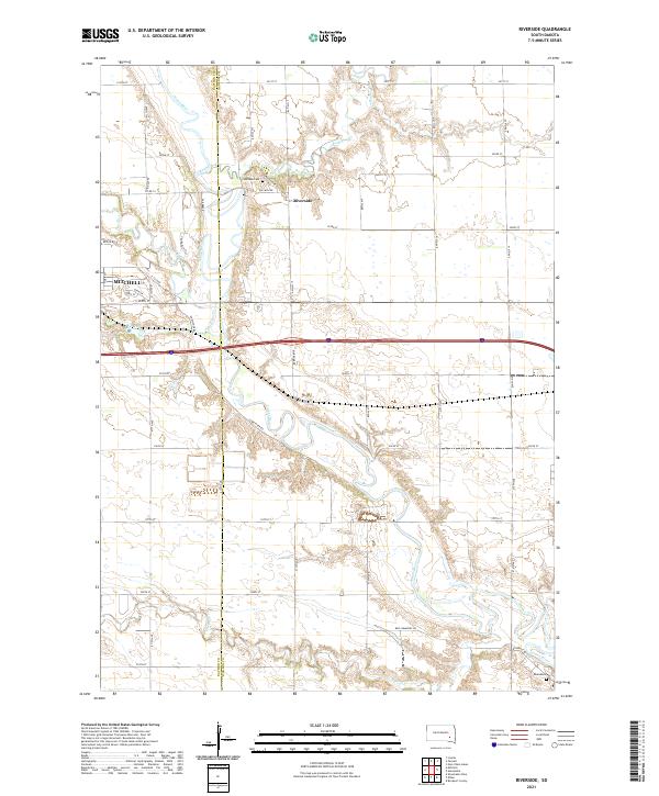 USGS US Topo 7.5-minute map for Riverside SD 2021