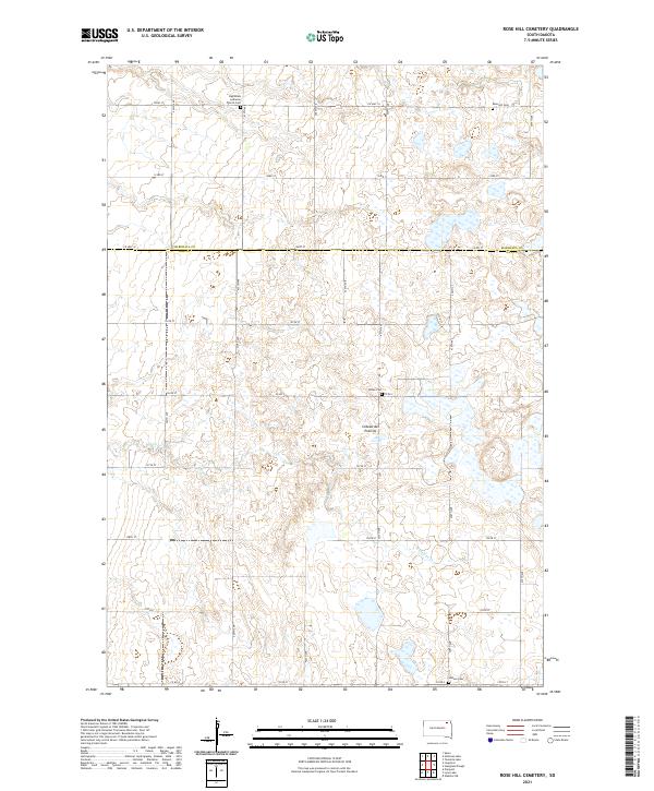 USGS US Topo 7.5-minute map for Rose Hill Cemetery SD 2021