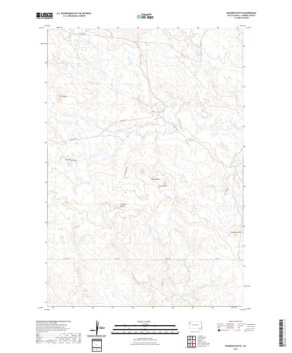 USGS US Topo 7.5-minute map for Roundup Butte SD 2021