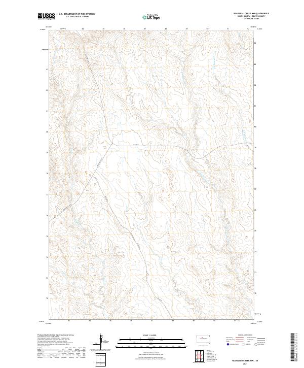 USGS US Topo 7.5-minute map for Rousseau Creek NW SD 2021