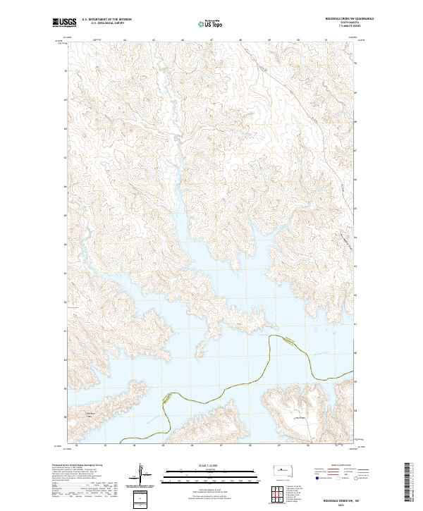 USGS US Topo 7.5-minute map for Rousseau Creek SW SD 2021