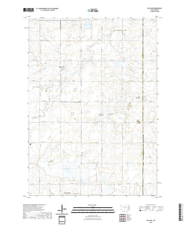 USGS US Topo 7.5-minute map for Rutland SD 2021