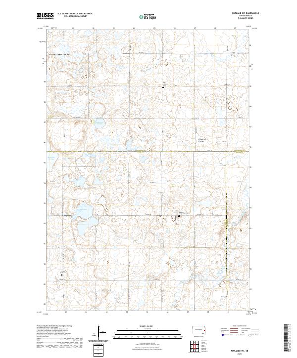 USGS US Topo 7.5-minute map for Rutland NW SD 2021