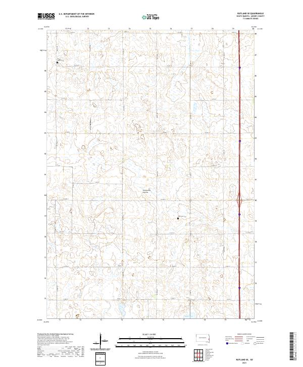 USGS US Topo 7.5-minute map for Rutland SE SD 2021