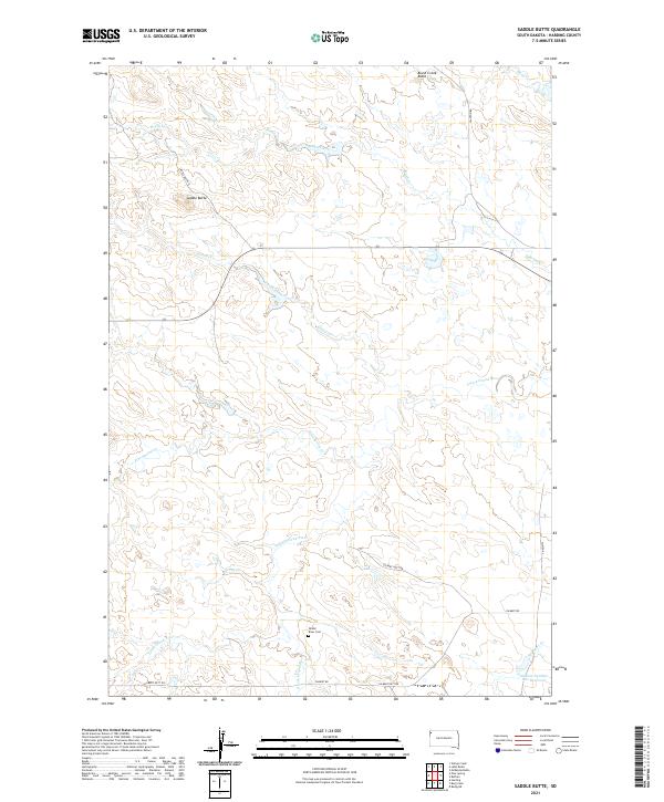 USGS US Topo 7.5-minute map for Saddle Butte SD 2021