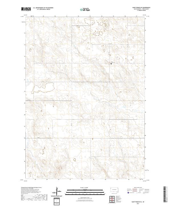 USGS US Topo 7.5-minute map for Saint Francis SE SD 2021