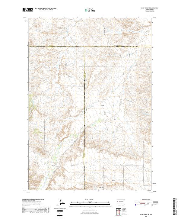 USGS US Topo 7.5-minute map for Saint Onge SE SD 2021