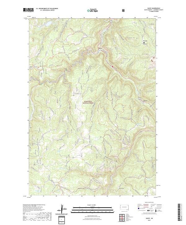 USGS US Topo 7.5-minute map for Savoy SD 2021