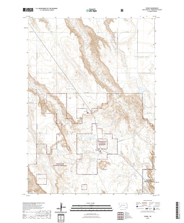 USGS US Topo 7.5-minute map for Scenic SD 2021