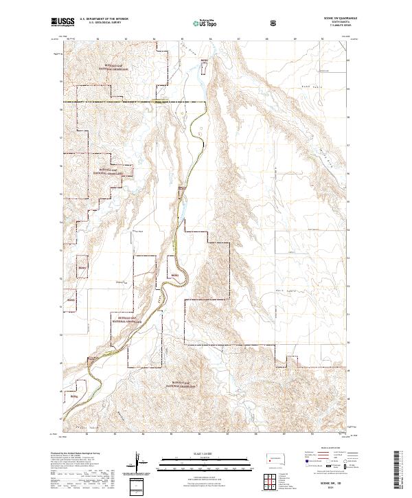 USGS US Topo 7.5-minute map for Scenic SW SD 2021