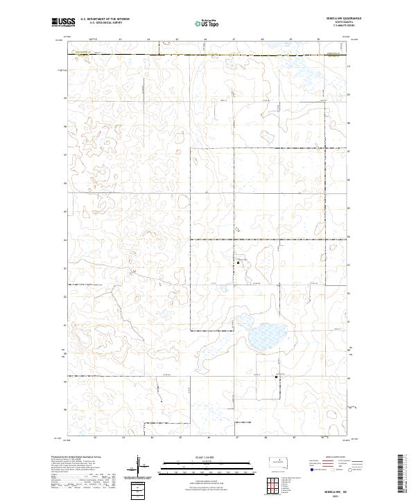 USGS US Topo 7.5-minute map for Seneca NW SD 2021