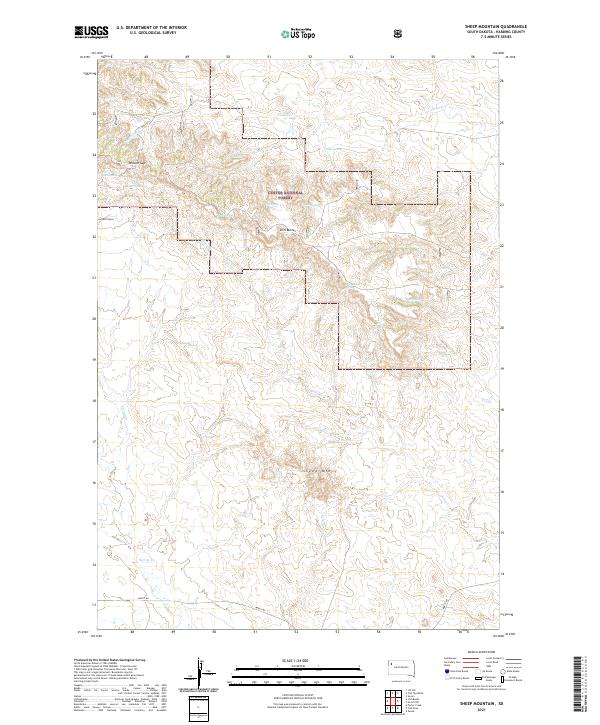 USGS US Topo 7.5-minute map for Sheep Mountain SD 2021