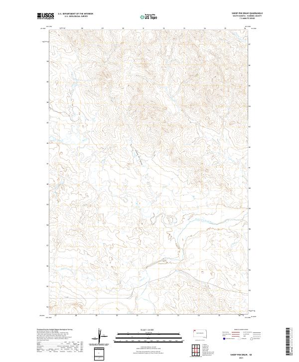 USGS US Topo 7.5-minute map for Sheep Pen Draw SD 2021