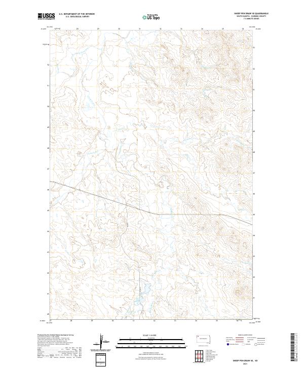 USGS US Topo 7.5-minute map for Sheep Pen Draw SE SD 2021