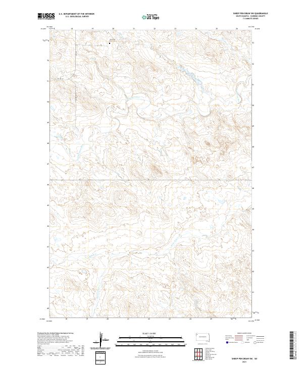 USGS US Topo 7.5-minute map for Sheep Pen Draw SW SD 2021