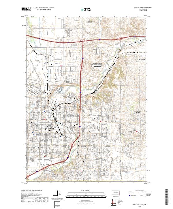 USGS US Topo 7.5-minute map for Sioux Falls East SD 2021