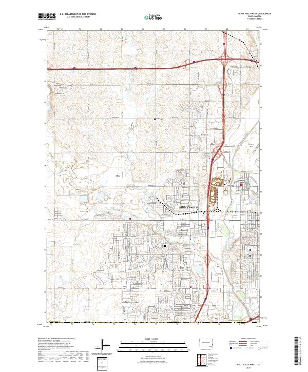 USGS US Topo 7.5-minute map for Sioux Falls West SD 2021