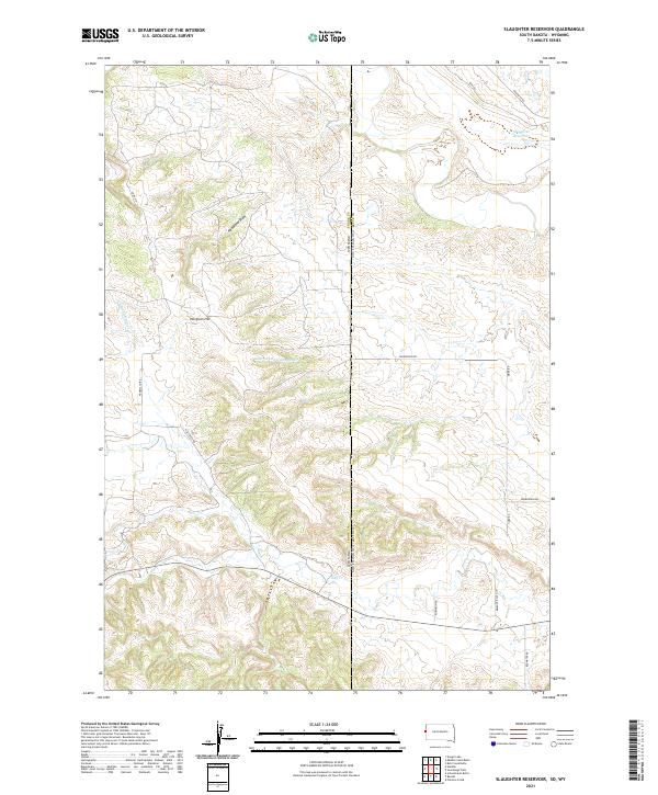 USGS US Topo 7.5-minute map for Slaughter Reservoir SDWY 2021