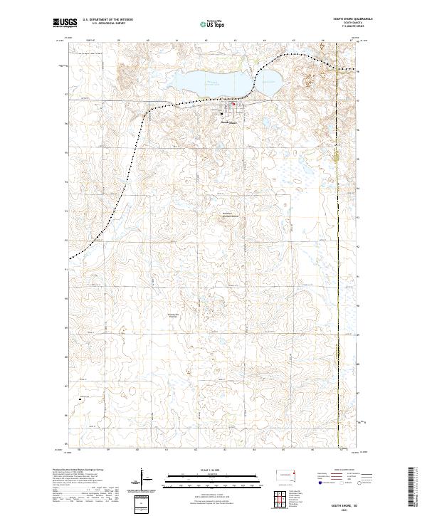 USGS US Topo 7.5-minute map for South Shore SD 2021