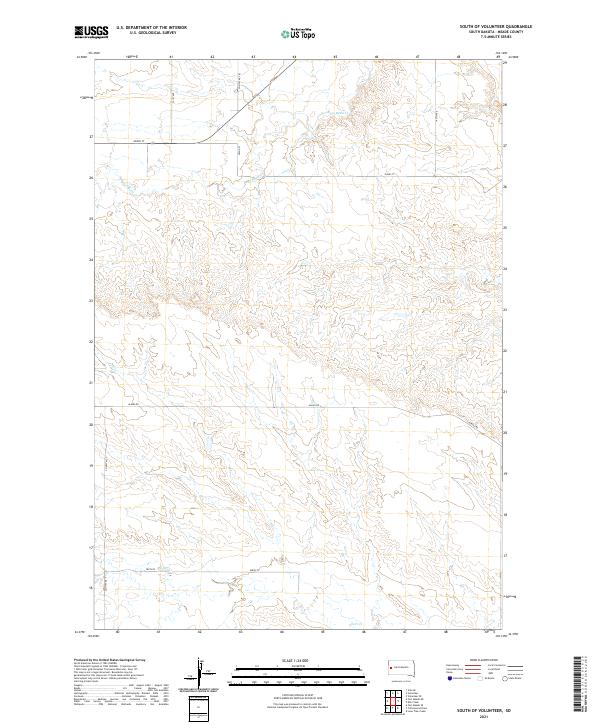 USGS US Topo 7.5-minute map for South of Volunteer SD 2021