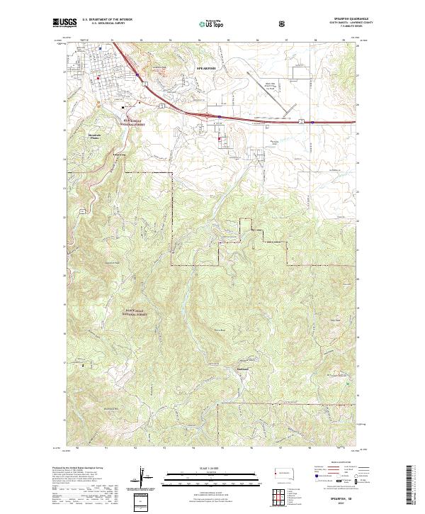 USGS US Topo 7.5-minute map for Spearfish SD 2021