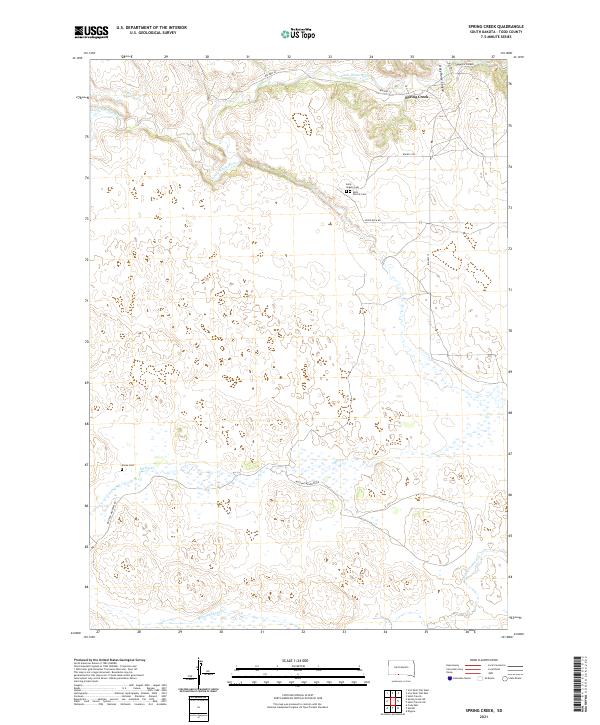 USGS US Topo 7.5-minute map for Spring Creek SD 2021