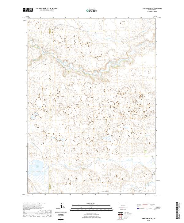 USGS US Topo 7.5-minute map for Spring Creek SW SD 2021