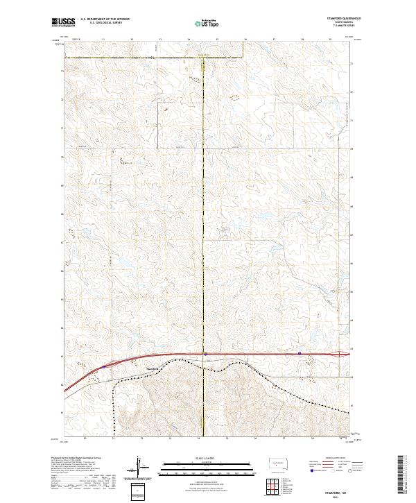 USGS US Topo 7.5-minute map for Stamford SD 2021